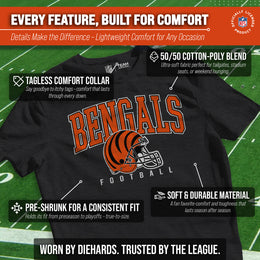Cincinnati Bengals NFL Adult All Star Heather Tag-Less T-Shirt - Black Heather