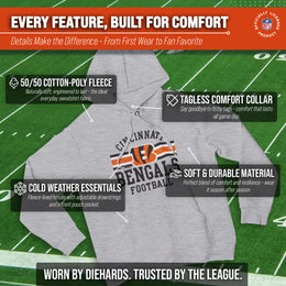 Cincinnati Bengals NFL Team Stripe Hooded Sweatshirt- Soft Pullover Sports Hoodie For Men & Women - Sport Gray