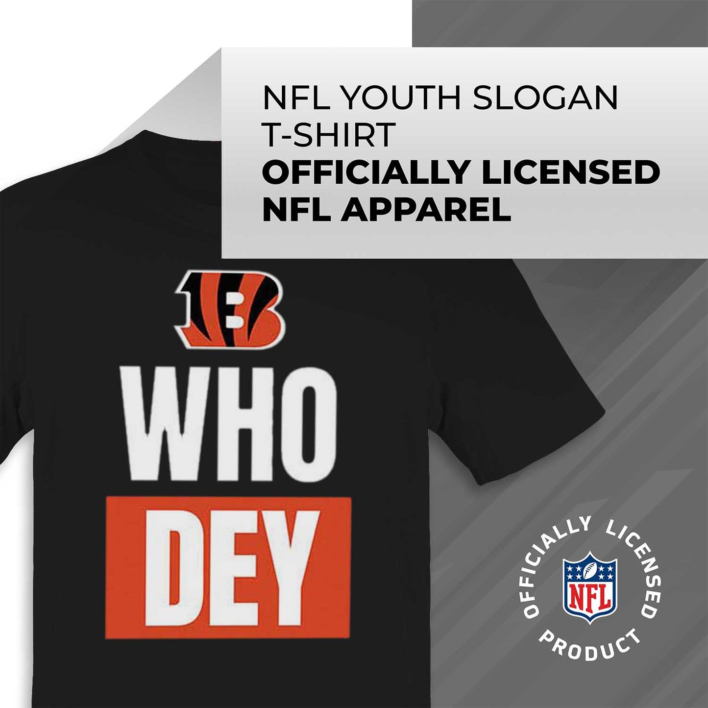Cincinnati Bengals NFL Youth Team Slogan Short Sleeve Lightweight T Shirt - Black