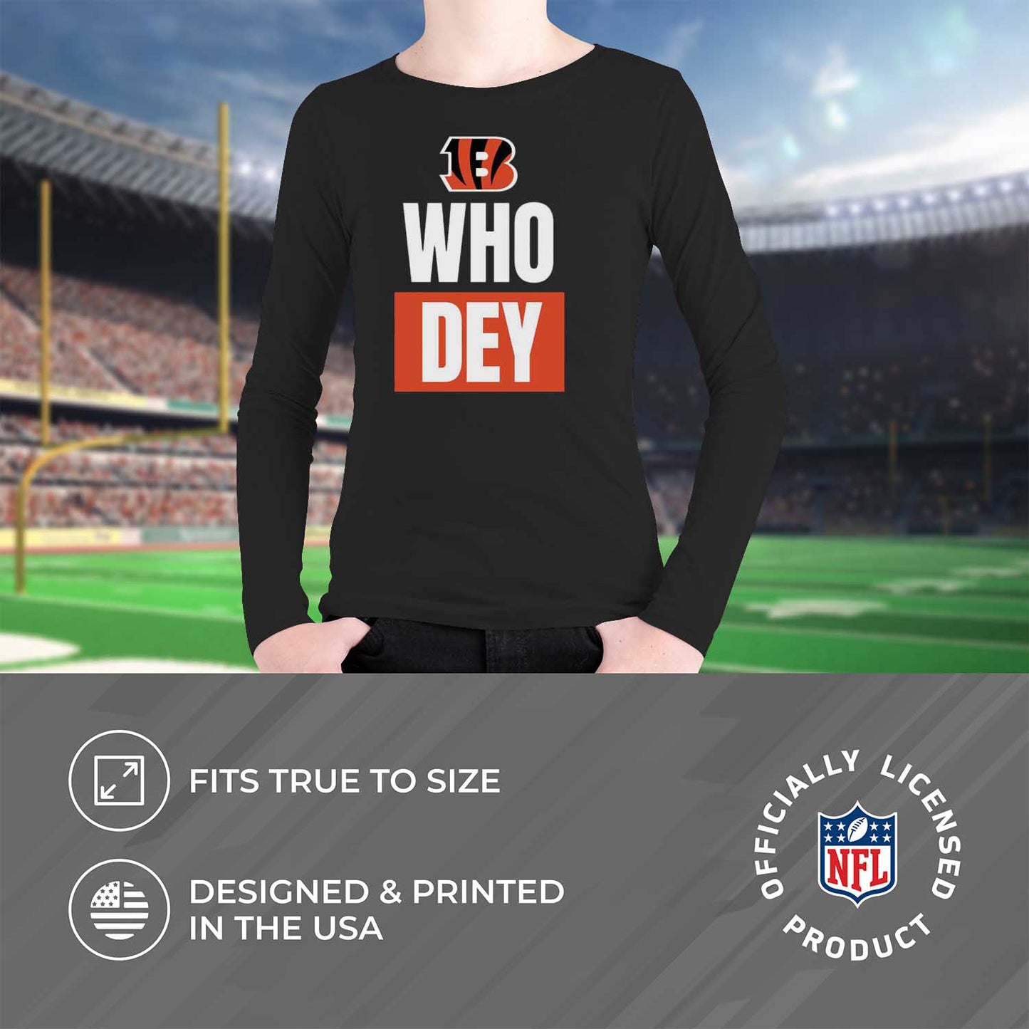 Cincinnati Bengals NFL Youth Team Slogan crewneck Sweatshirt - Black