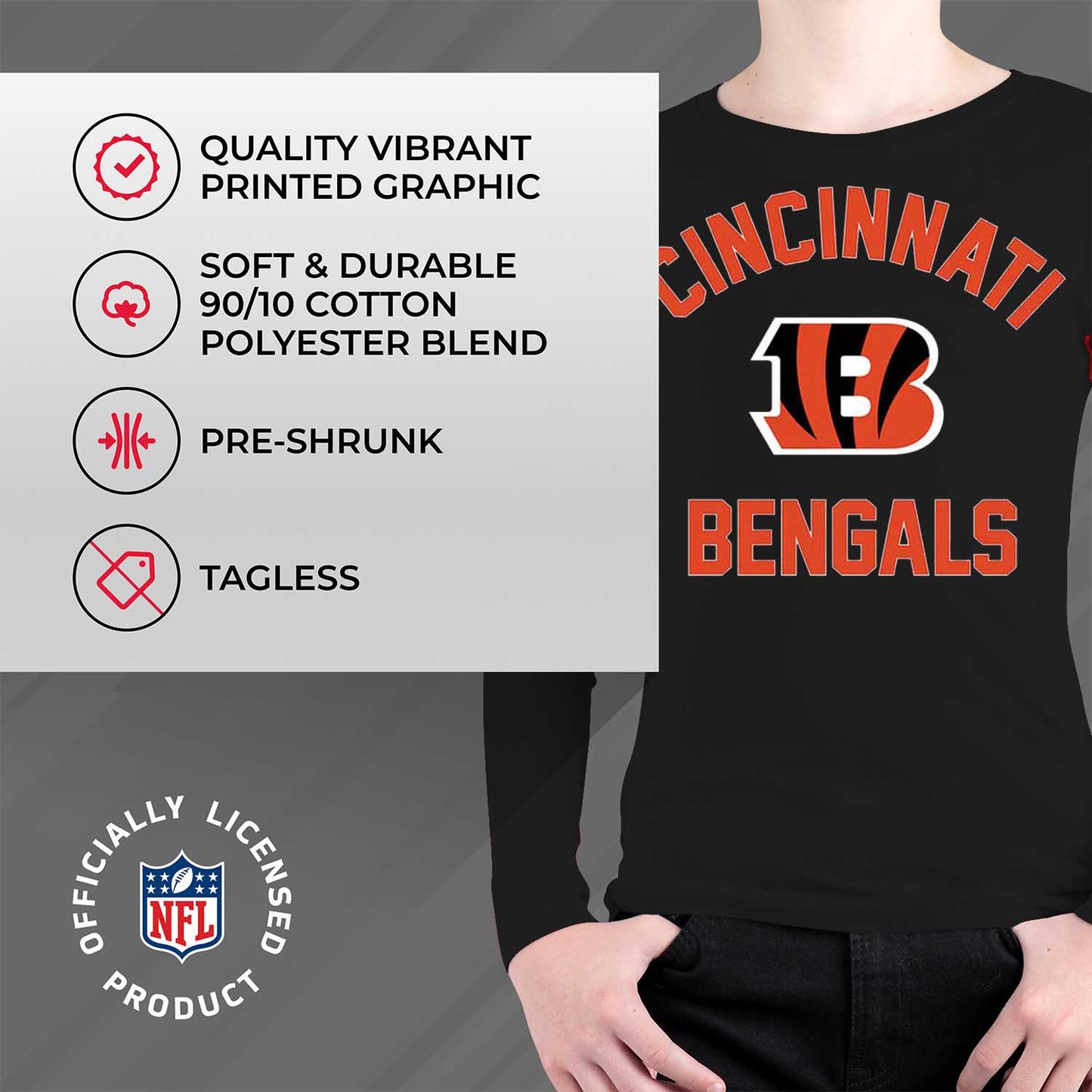 Cincinnati Bengals NFL Youth Gameday Crewneck Sweatshirt - Black