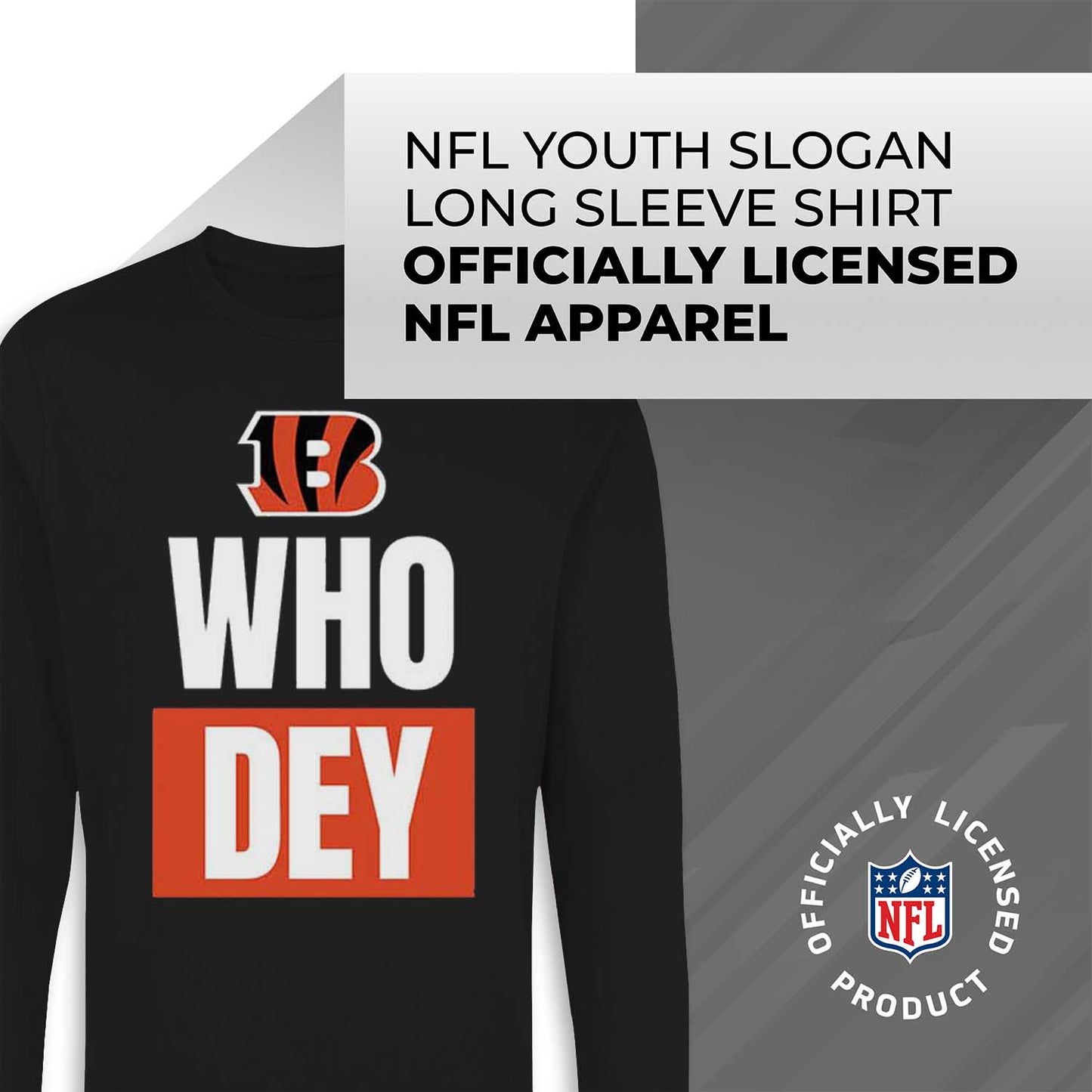 Cincinnati Bengals NFL Youth Team Slogan Long Sleeve Shirt  - Black