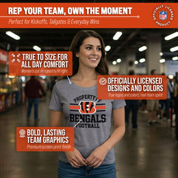Cincinnati Bengals NFL Womens Short Sleeve Property of Tshirt - Gray
