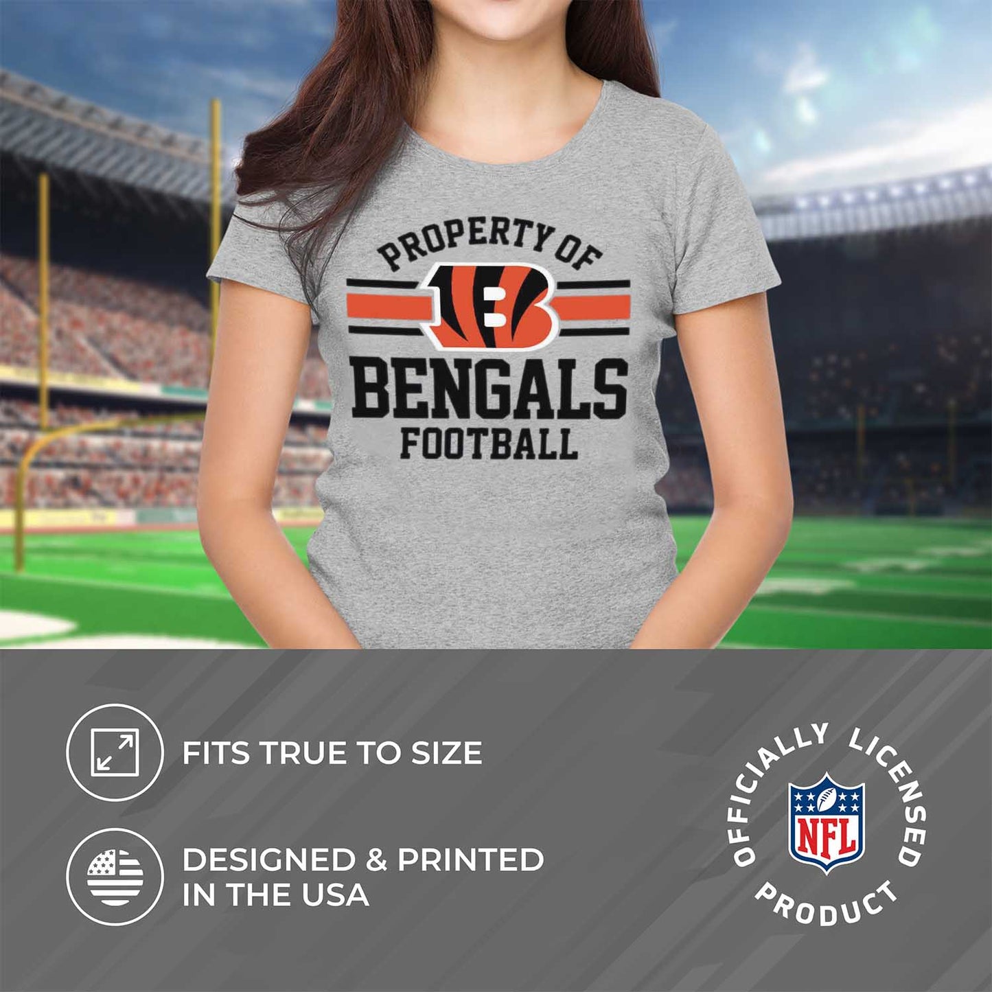 Cincinnati Bengals NFL Women's Property Of Lightweight Plus Size T-Shirt - Sport Gray