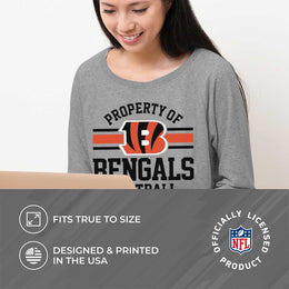 Cincinnati Bengals NFL Womens Property of Lighweight Crew Neck - Sport Gray
