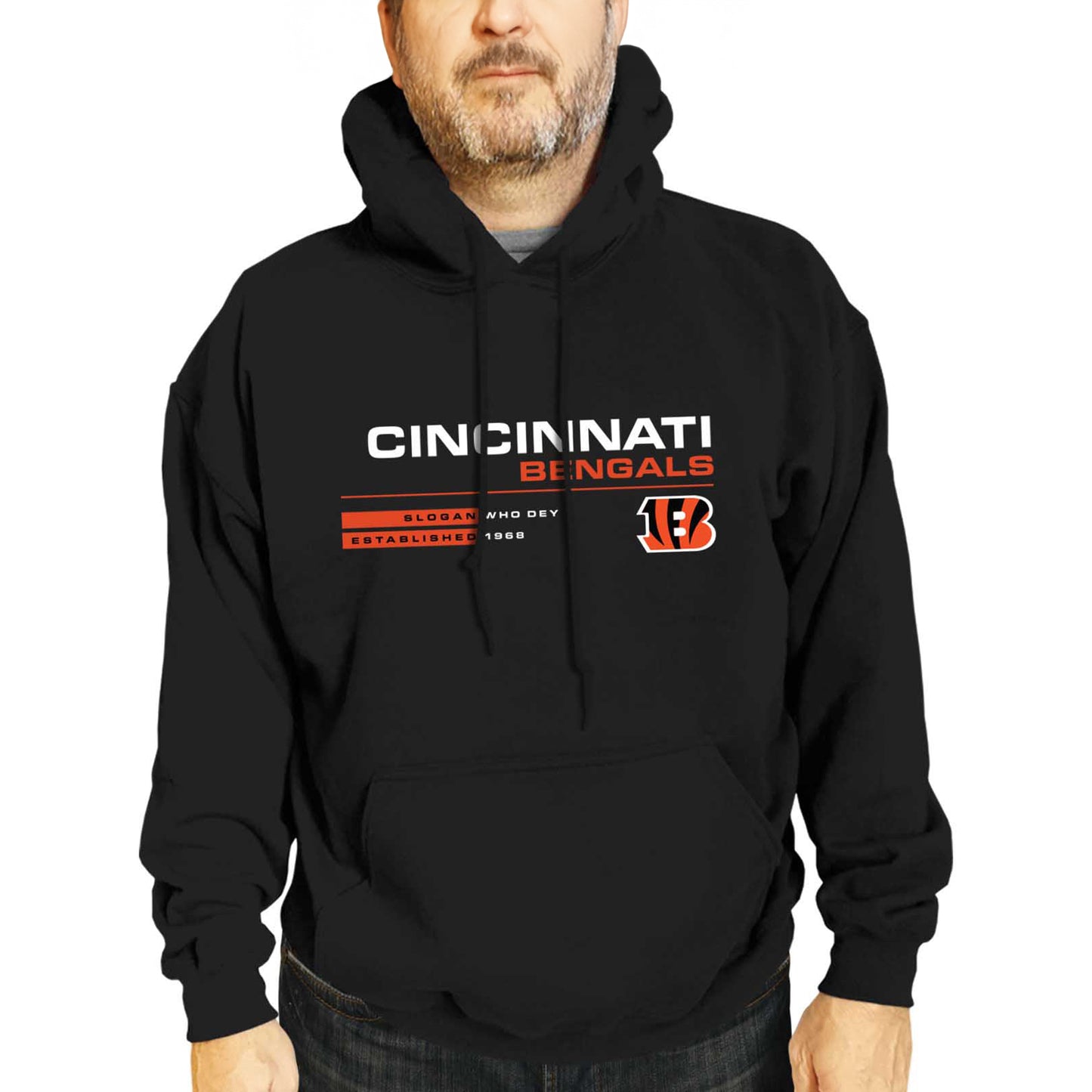 Cincinnati Bengals Adult NFL Speed Stat Sheet Fleece Hooded Sweatshirt - Black