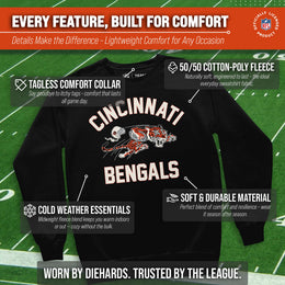 Cincinnati Bengals NFL Adult Unisex Retro Gameday Ultra Soft Fleece Crewneck Sweatshirt - Black