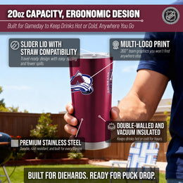 Colorado Avalanche NHL Hockey 20oz Stainless Steel Vacuum Insulated Game Day Tumbler with Silicone Grip - Maroon