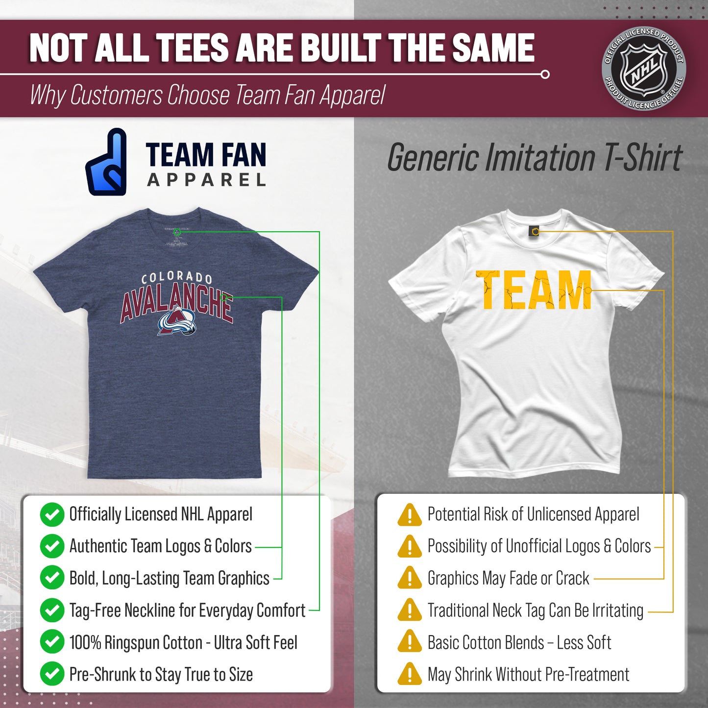 Colorado Avalanche NHL Adult Powerplay Heathered Unisex T-Shirt - Navy