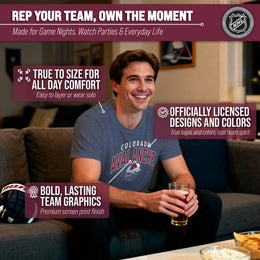 Colorado Avalanche NHL Adult Powerplay Heathered Unisex T-Shirt - Navy