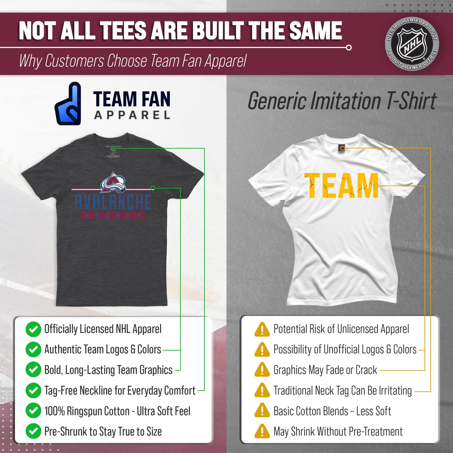 Colorado Avalanche Adult NHL Heather Charcoal True Fan Hockey T-Shirt - Charcoal