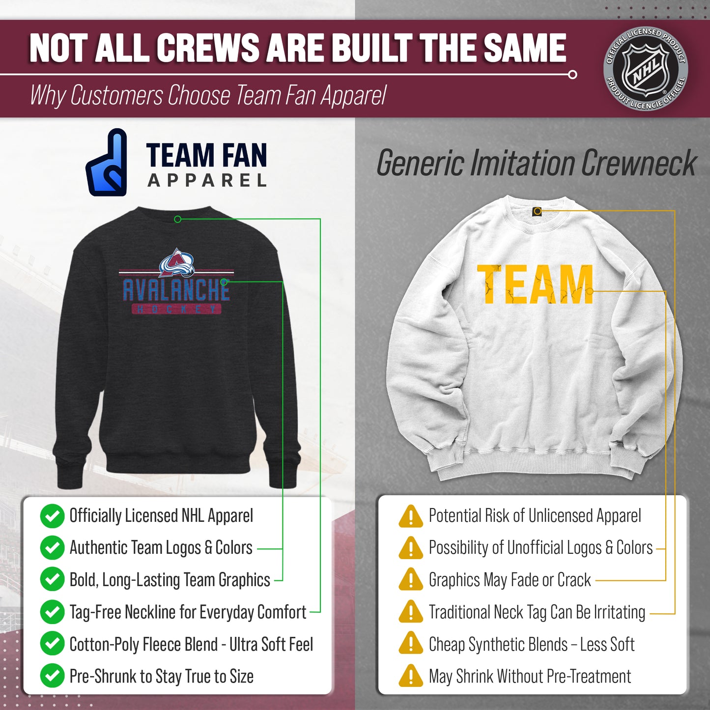 Colorado Avalanche NHL Charcoal True Fan Crewneck Sweatshirt - Charcoal