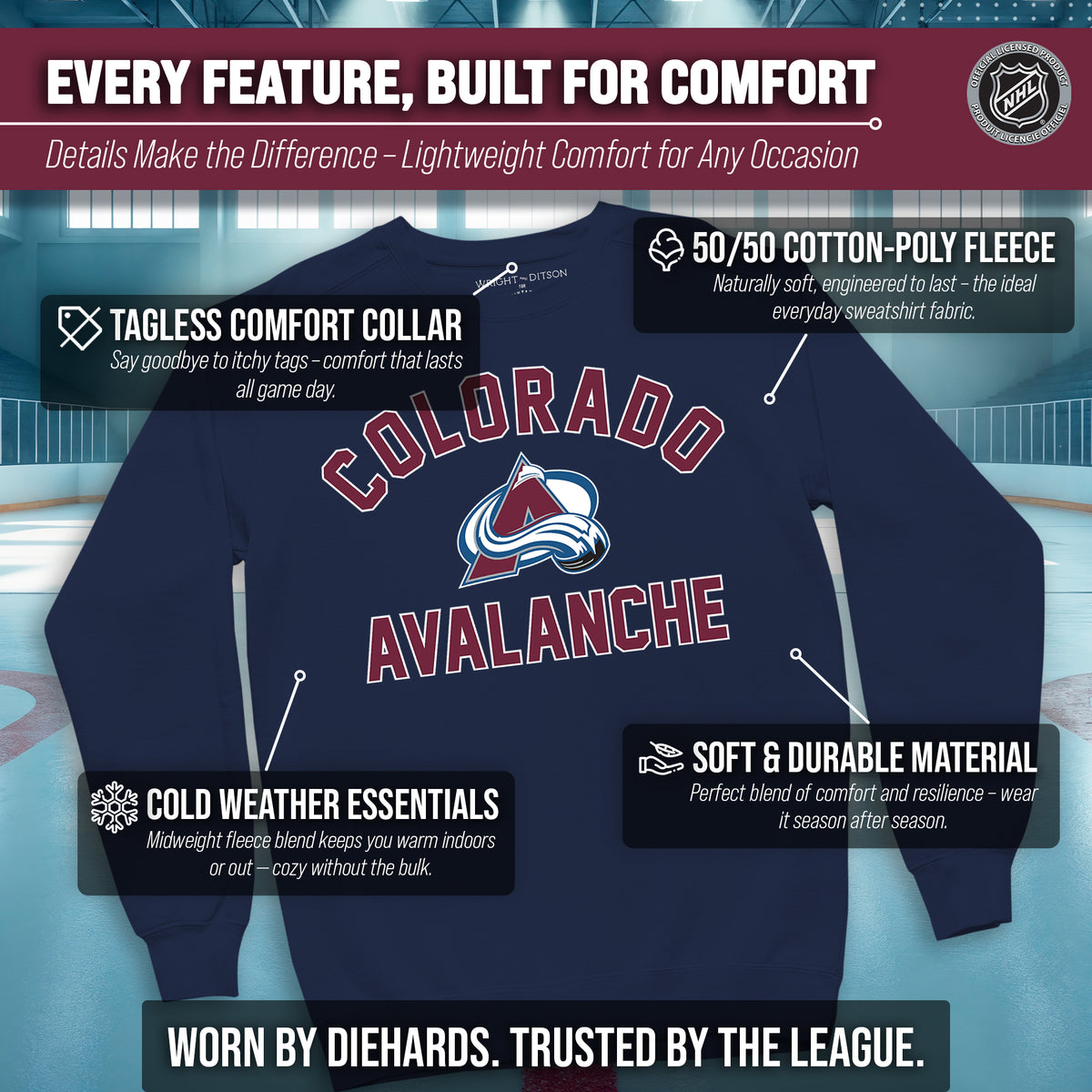 NFL Gameday Crewneck Sweatshirt, Cotton Fleece Pullover Men Women