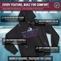 Colorado Avalanche NHL Adult Heather Charcoal True Fan Hooded Sweatshirt Unisex - Charcoal