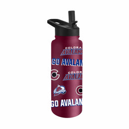 Colorado Avalanche NHL Hockey 34oz Stainless Steel Vacuum Insulated Game Day Water Bottle with Flip Straw Lid and Handle - Maroon