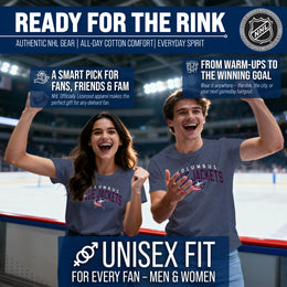 Columbus Blue Jackets NHL Adult Powerplay Heathered Unisex T-Shirt - Navy