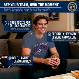Columbus Blue Jackets NHL Adult Powerplay Heathered Unisex T-Shirt - Navy
