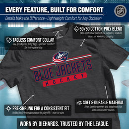 Columbus Blue Jackets Adult NHL Heather Charcoal True Fan Hockey T-Shirt - Charcoal