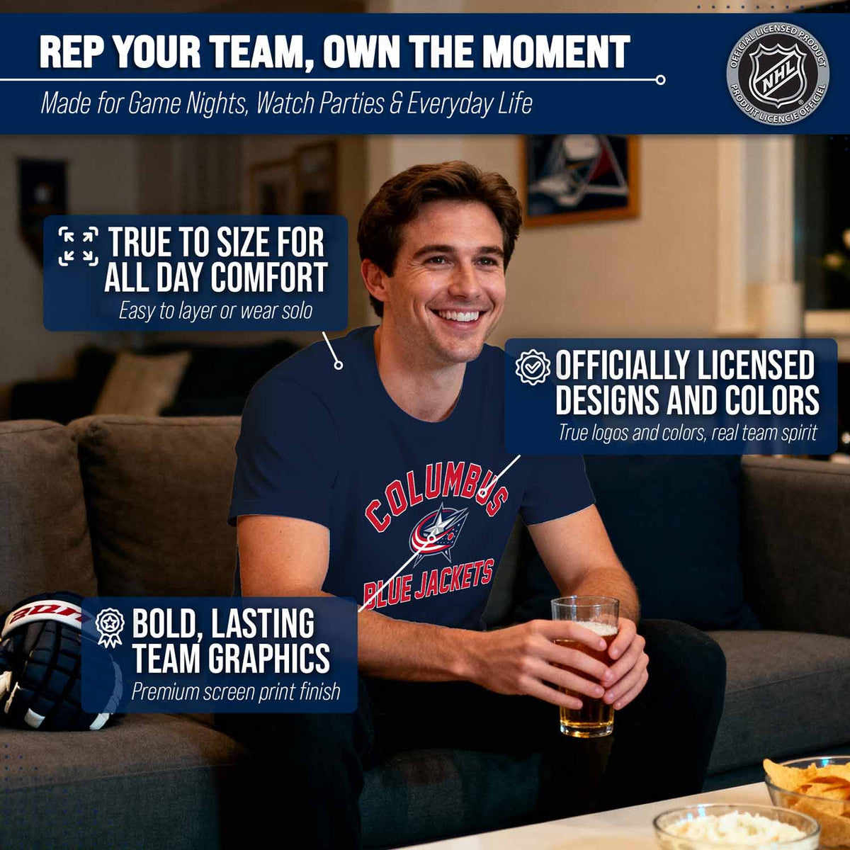 Columbus Blue Jackets NHL Gameday T-Shirt - Navy