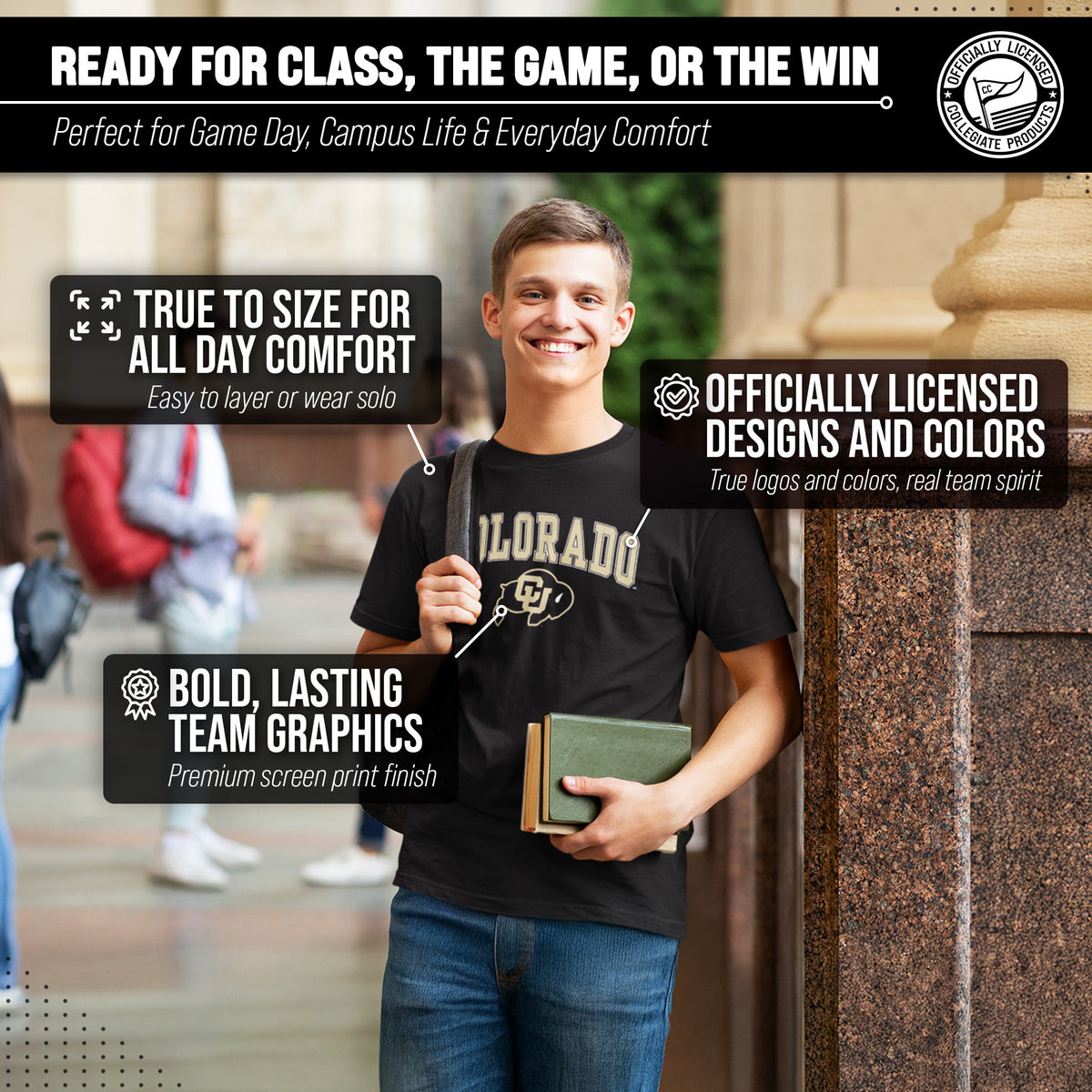 Colorado Buffaloes NCAA Adult Gameday Cotton T-Shirt - Black