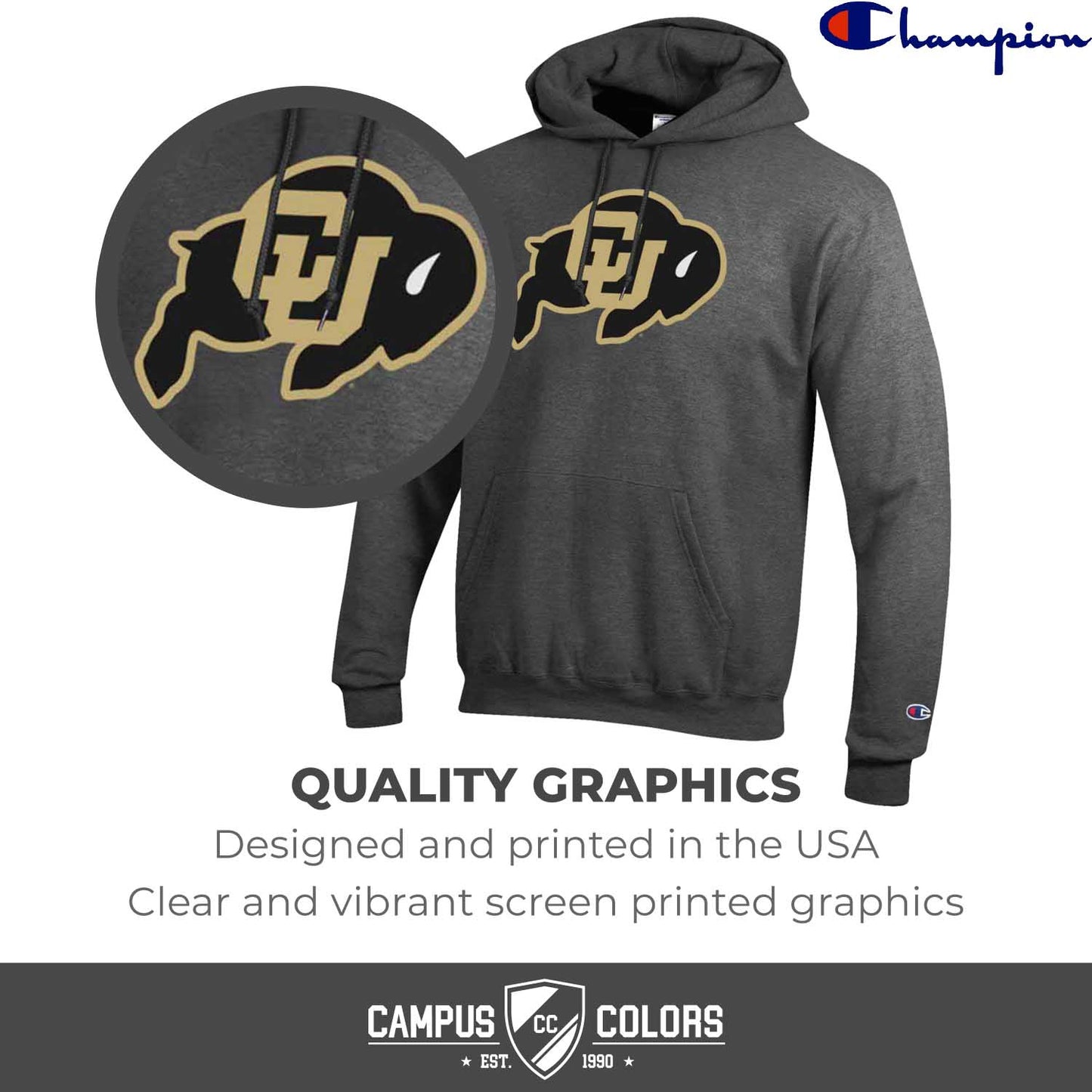 Colorado Buffaloes Adult Mascot Fleece Hooded Sweatshirt - Charcoal