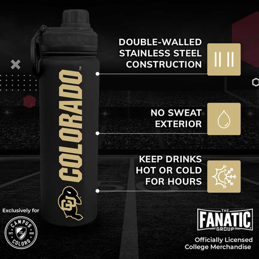 Colorado Buffaloes  Stainless Steel Water Bottle 24 oz Insulated - Black
