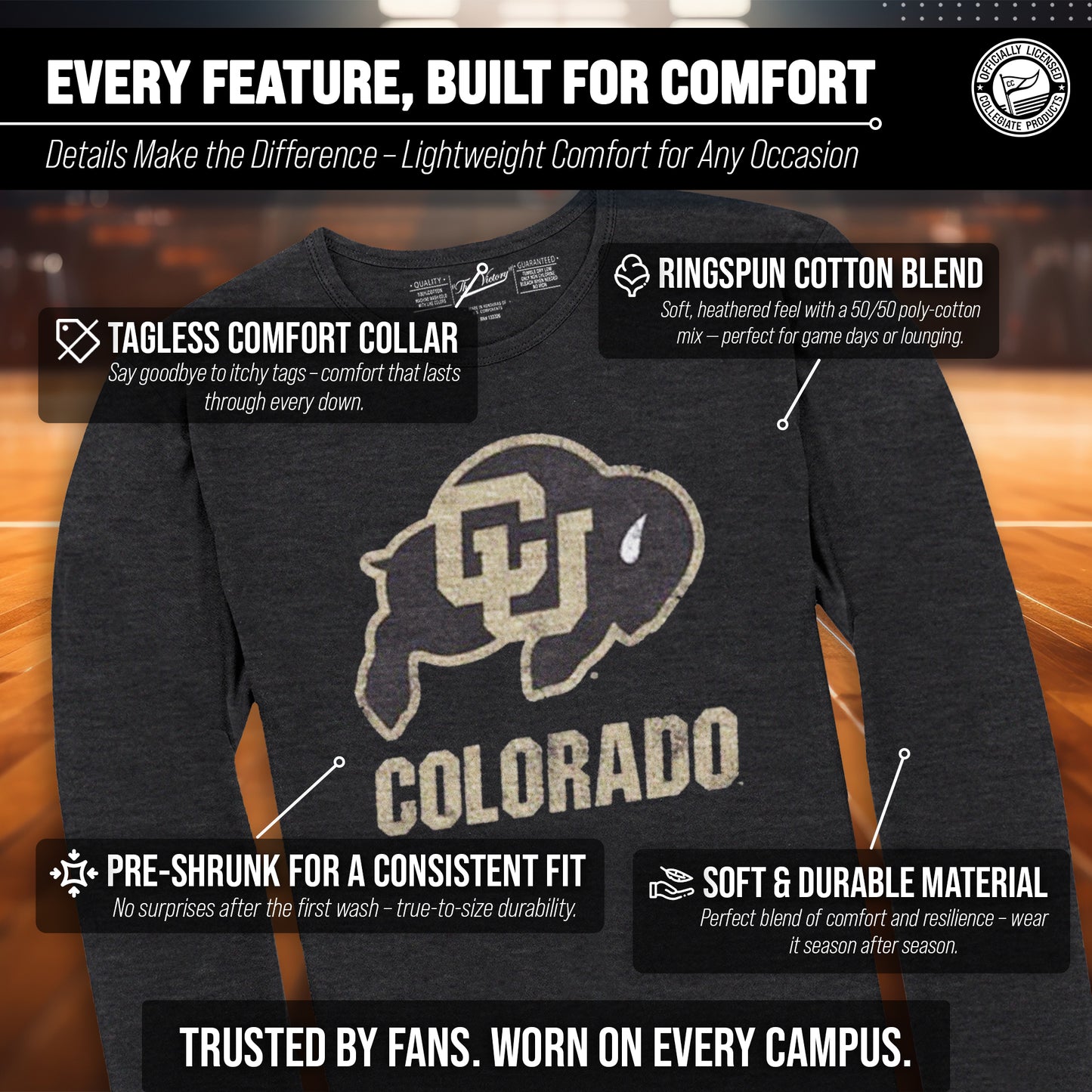 Colorado Buffaloes NCAA MVP Adult Long-Sleeve Shirt - Black