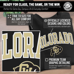 Colorado Buffaloes NCAA Adult Tackle Twill Crewneck Sweatshirt - Black