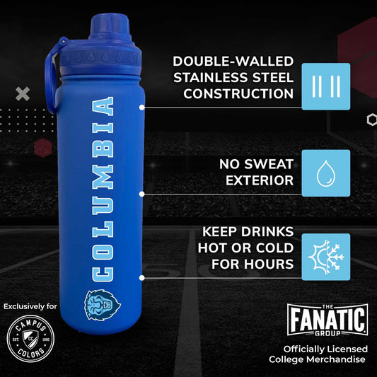 Columbia Lions  Stainless Steel Water Bottle 24 oz Insulated - Royal