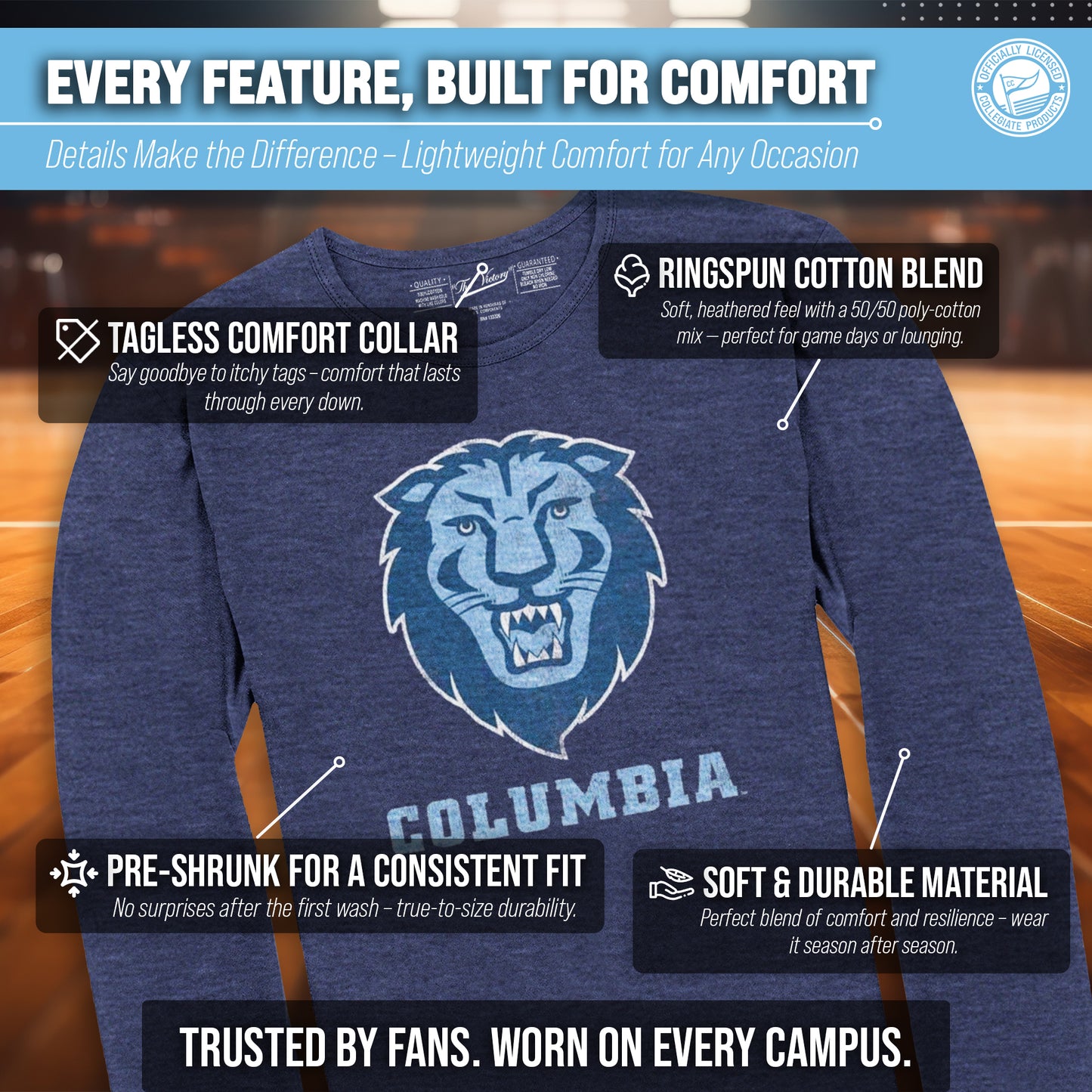 Columbia Lions NCAA MVP Adult Long-Sleeve Shirt - Navy