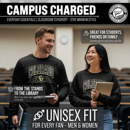 Colorado Buffaloes NCAA Adult Unisex Overtime Classics Crewneck Fleece Sweatshirt - Black