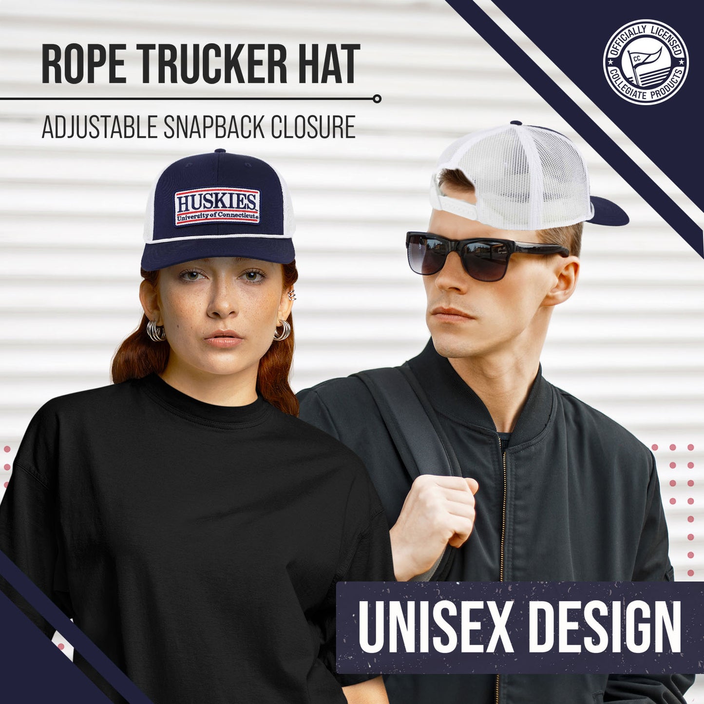 UCONN Huskies NCAA Adult Elite Everyday Adjustable Mesh Trucker Hat - Navy
