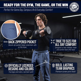 UCONN Huskies NCAA Men’s University Cloud Jersey Performance Jogger Pants with Drawstring Waistband - Navy Heather