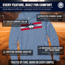 UCONN Huskies NCAA Unisex Scholarship Cloud Jersey Performance Hooded Long Sleeve Tee - Navy Heather