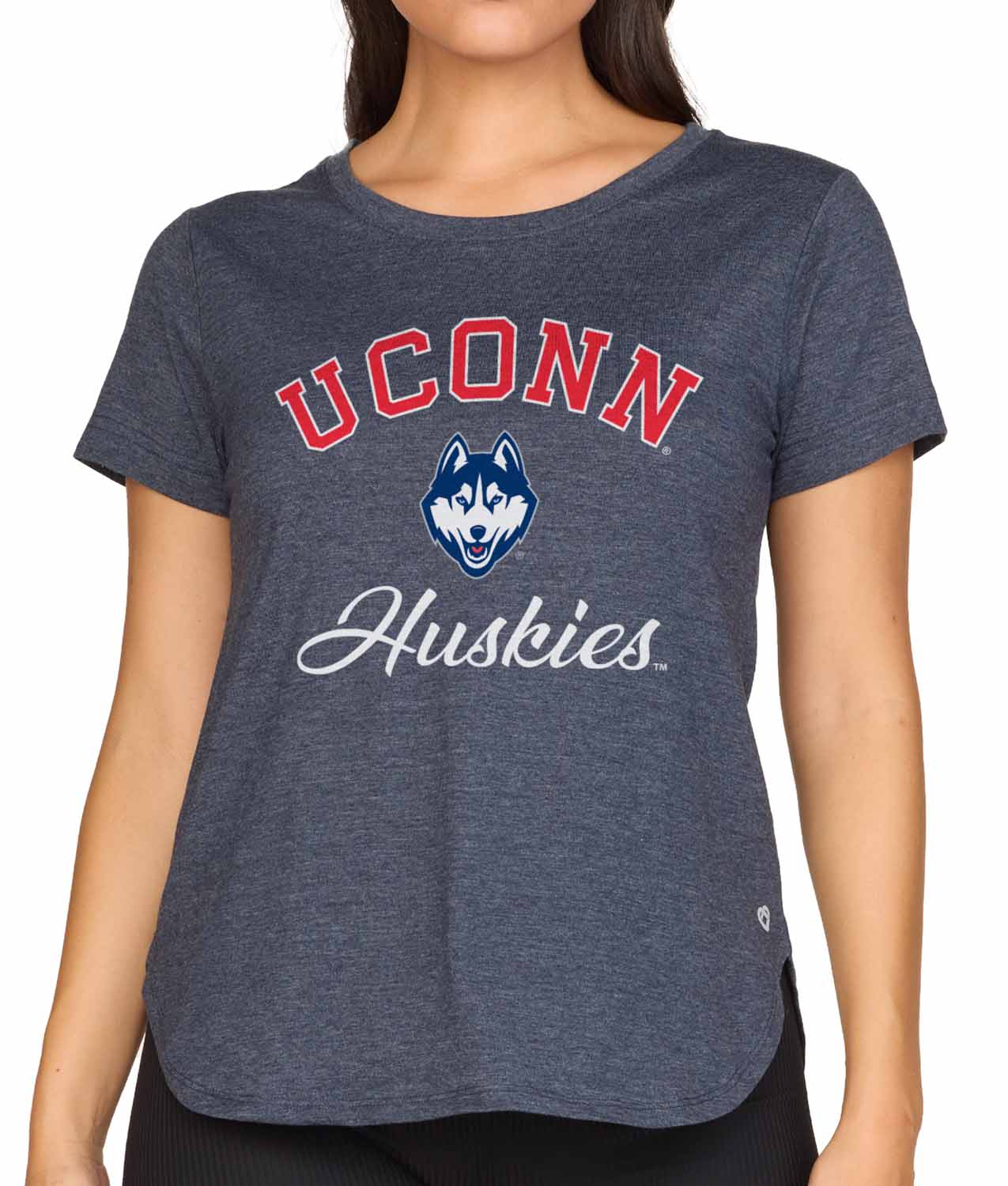 UCONN Huskies  Women's NCAA Tailgate T-Shirt Tag-Free Heathered Tee - Navy Heather