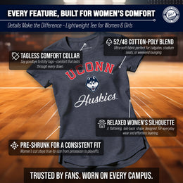 UCONN Huskies  Women's NCAA Tailgate T-Shirt Tag-Free Heathered Tee - Navy Heather