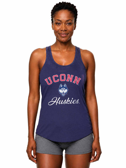 UCONN Huskies  Tailgate Racerback Tank Top NCAA Women's Licensed - Navy Heather