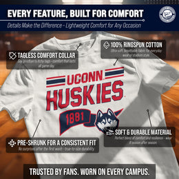 UCONN Huskies NCAA Adult Unisex Varsity Club Pennant T-Shirt Tag-Less - Off White