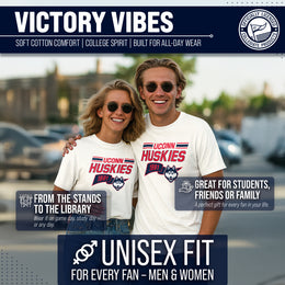 UCONN Huskies NCAA Adult Unisex Varsity Club Pennant T-Shirt Tag-Less - Off White