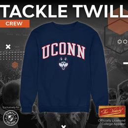 UCONN Huskies NCAA Adult Tackle Twill Crewneck Sweatshirt - Navy