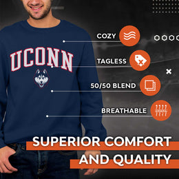 UCONN Huskies NCAA Adult Tackle Twill Crewneck Sweatshirt - Navy