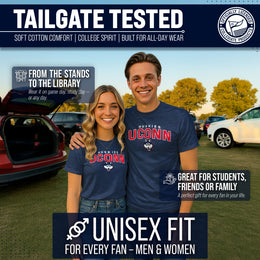 UCONN Huskies NCAA Adult Unisex Starting Fresh T-Shirt - Navy Heather