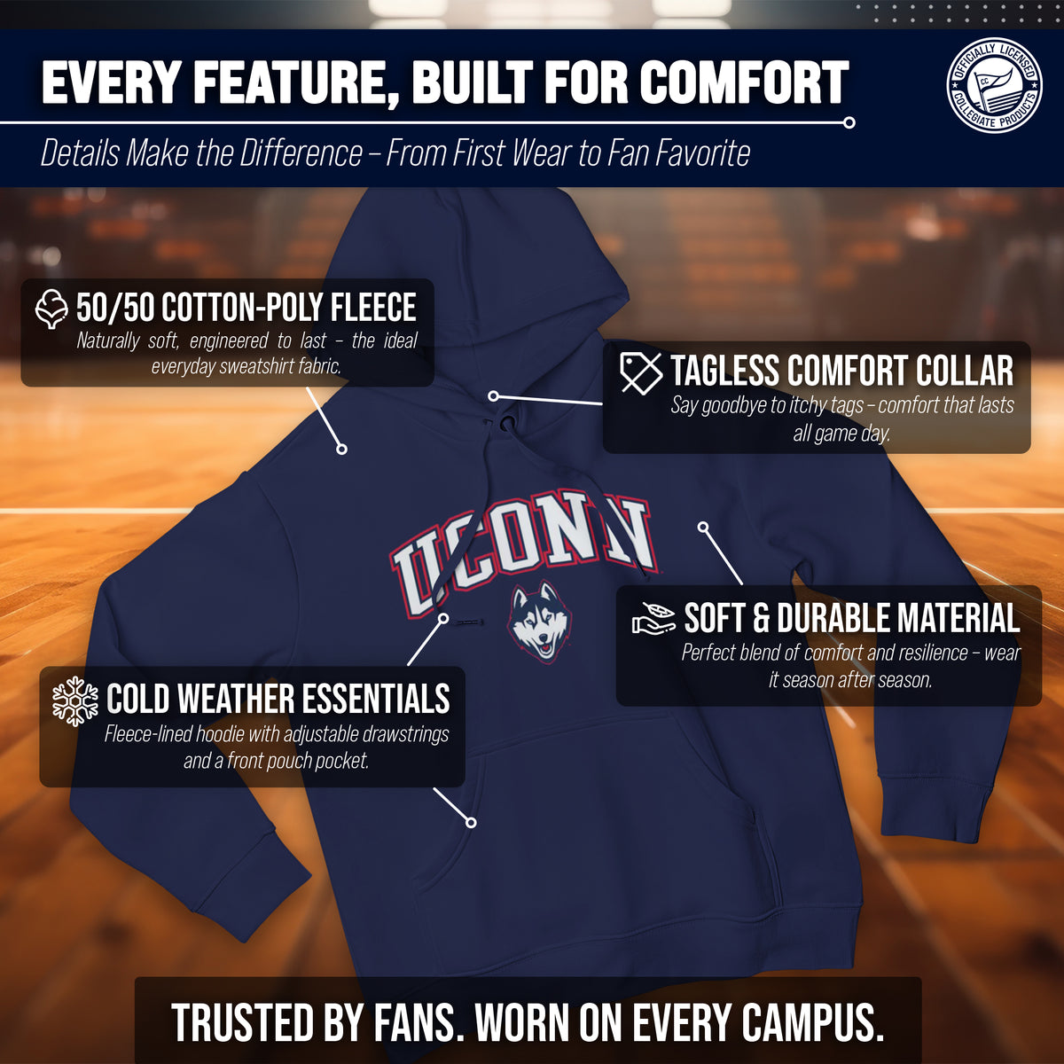 CONN Arch & Logo Gameday Hoodie - Navy