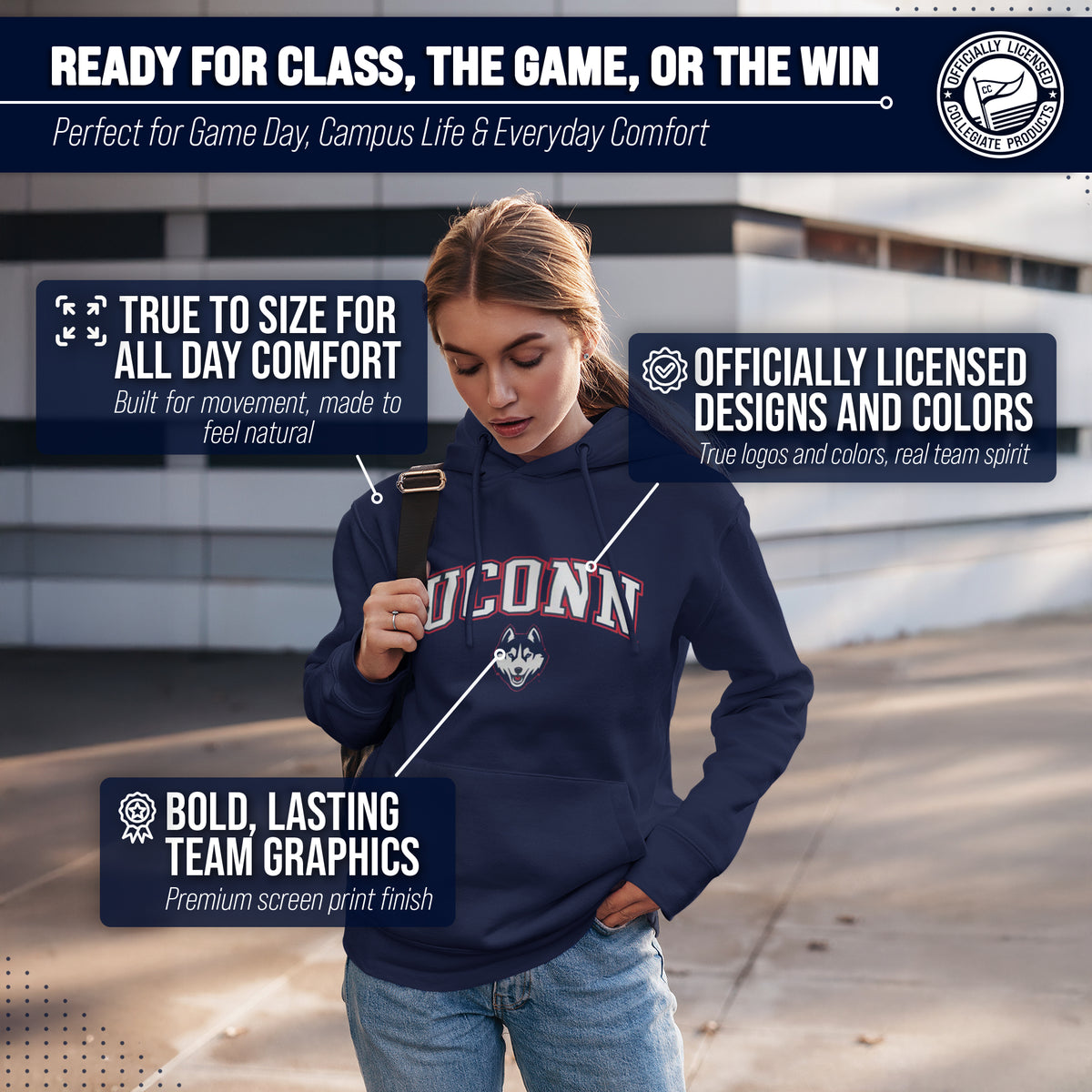 CONN Arch & Logo Gameday Hoodie - Navy