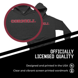 Cornell Big Red NCAA Adult Cotton Blend Charcoal Hooded Sweatshirt - Charcoal