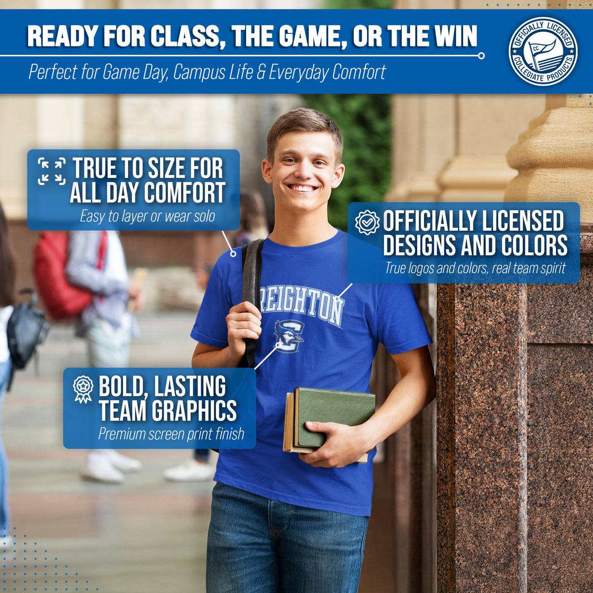 Creighton Bluejays NCAA Adult Gameday Cotton T-Shirt - Royal