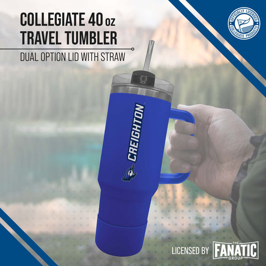 Creighton Bluejays  40 oz Tumbler with Handle and Straw - Royal