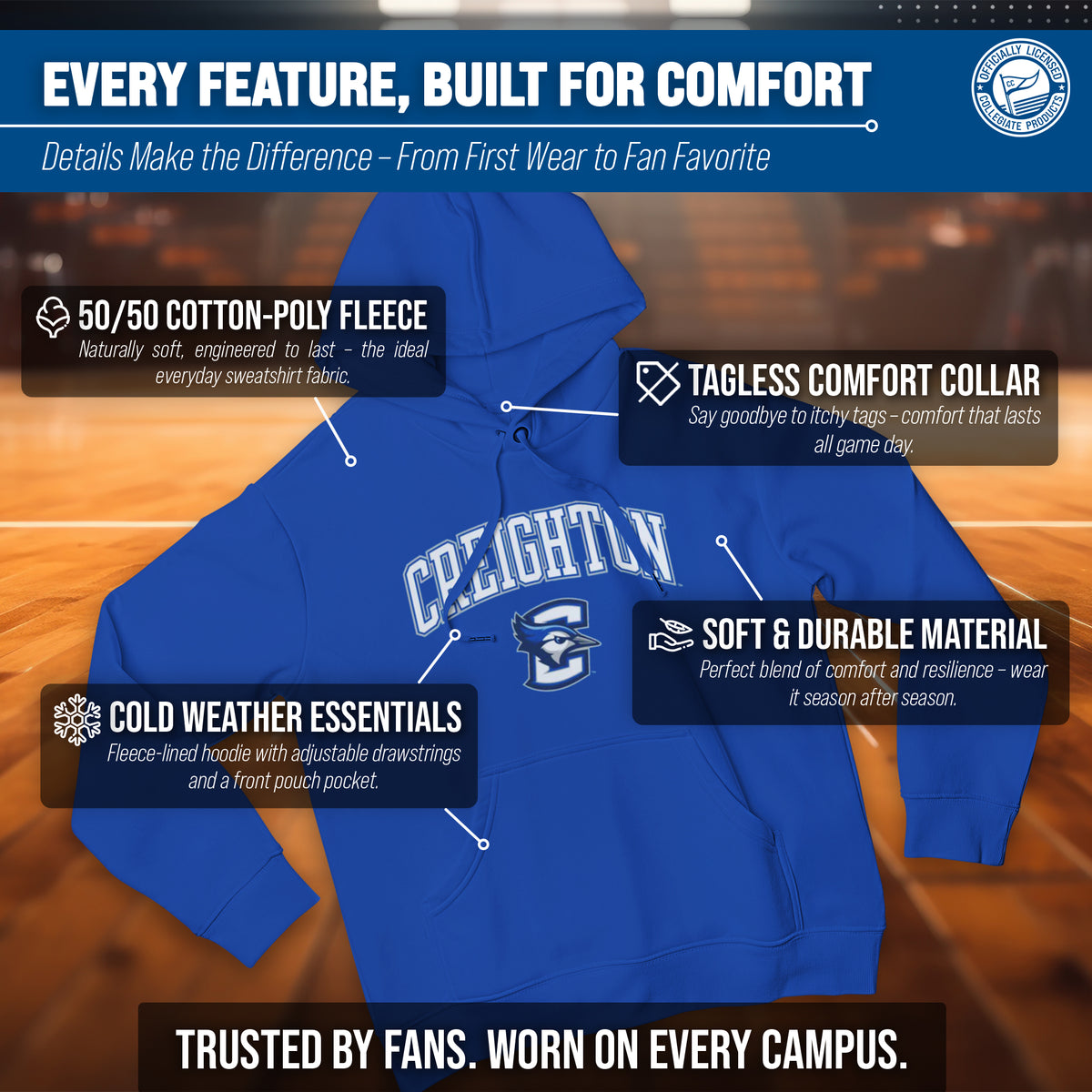 CREI Arch & Logo Gameday Hoodie - Royal