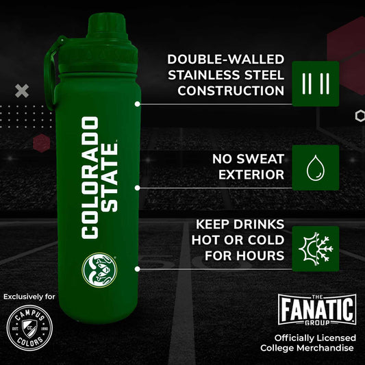 Colorado State Rams Stainless Steel Water Bottle 24 oz Insulated - Green