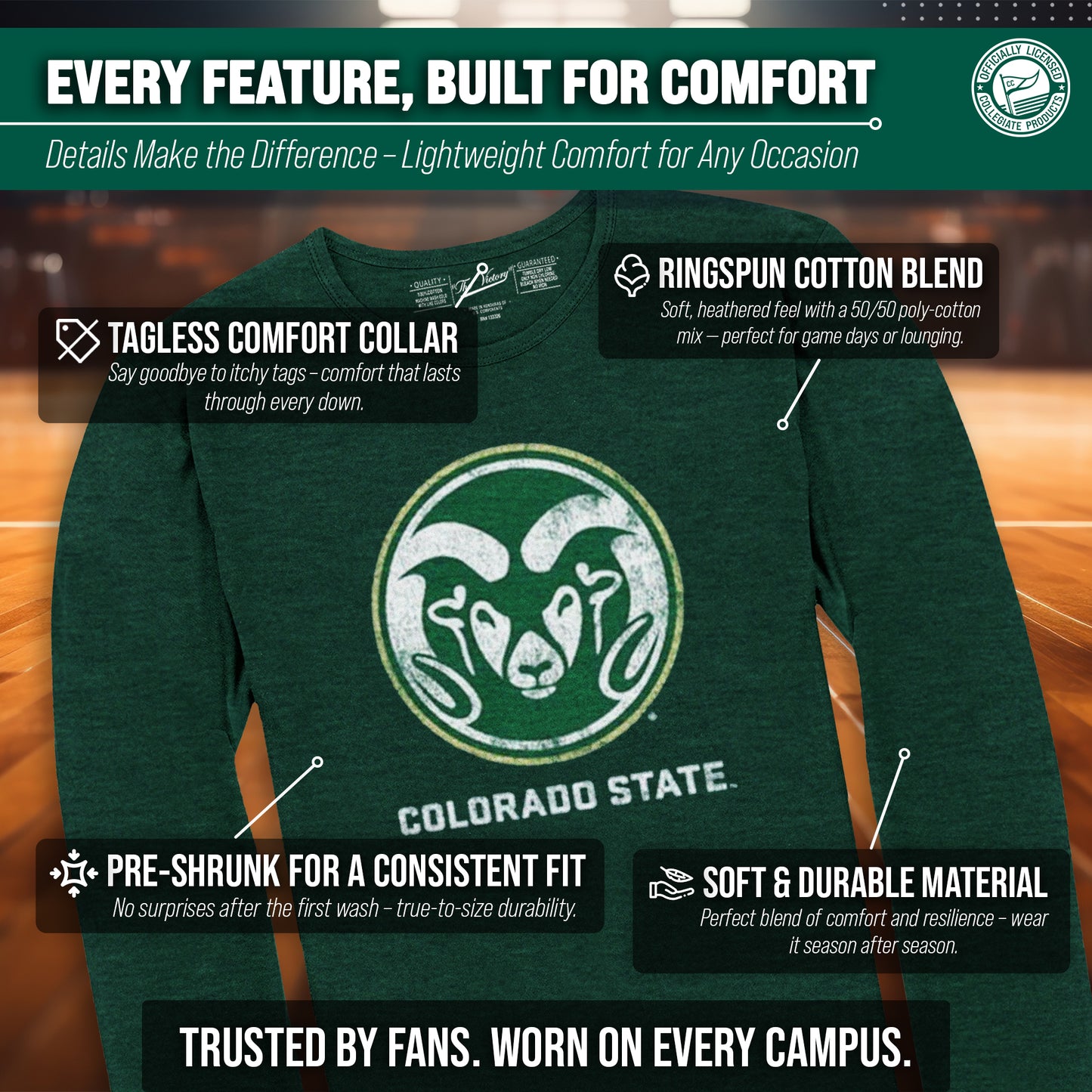 Colorado State Rams NCAA MVP Adult Long-Sleeve Shirt - Green